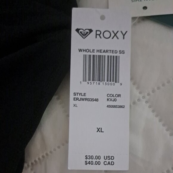 Roxy Rash Guard Whole Hearted UPF 50+ Sort Sleeve XL NWT - Picture 5 of 8